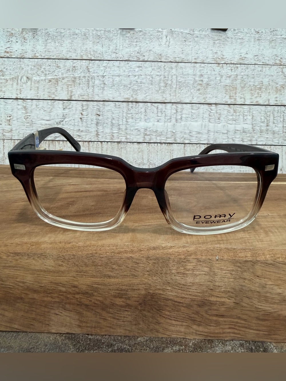POMY Romane Black Mist Brown Ombre Square Full Rim Eyeglass FRAMES 53-18-150 NWT